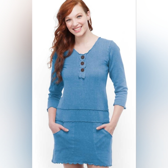 Earth Creations Sadie Top Tunic Dress Elbow Length Sleeves Hemp Organic Cotton M - Picture 1 of 15
